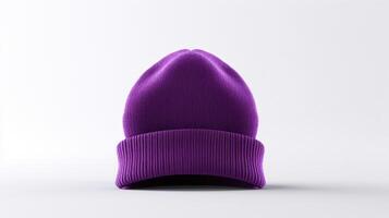 AI generated Photo of Purple Beanie cap isolated on white background. AI Generated