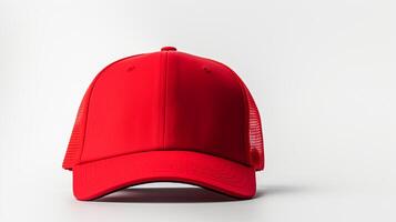 AI generated Photo of Red Trucker Cap isolated on white background. AI Generated