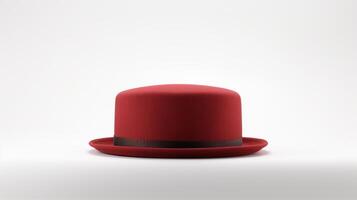 AI generated Photo of Red Pork Pie Hat isolated on white background. AI Generated