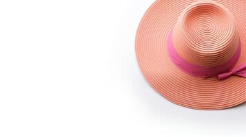 AI generated Photo of Pink Straw hat isolated on white background. AI Generated