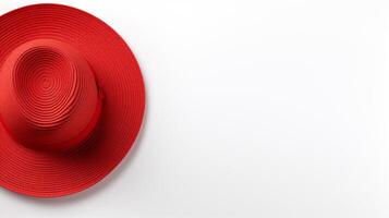 AI generated Photo of Red Straw hat isolated on white background. AI Generated