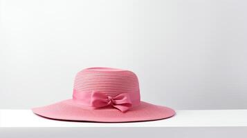 AI generated Photo of Pink Boater Hat isolated on white background. AI Generated