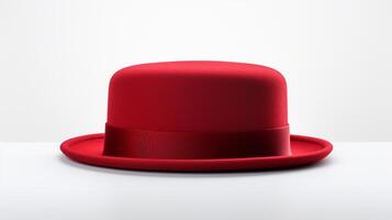 AI generated Photo of Red Pork Pie Hat isolated on white background. AI Generated
