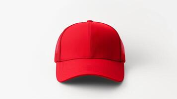 AI generated Photo of Red Trucker Cap isolated on white background. AI Generated