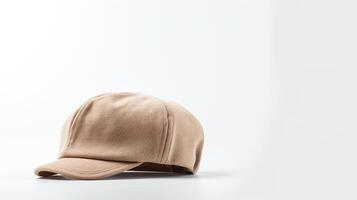 AI generated Photo of Beige Newsboy Cap isolated on white background. AI Generated