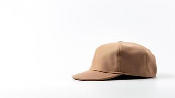 AI generated Photo of Beige Newsboy Cap isolated on white background. AI Generated