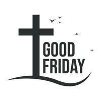 Good Friday logo and icon graphic vector with church cross and flying bird