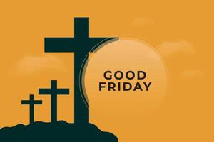 good friday cross background with round sun flare vector