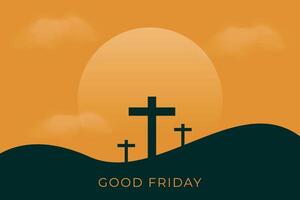 good friday cross background with round sun flare vector