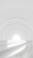 4k Footage vertical. Empty white tunnel corridor. Abstract interior curved geometric structure design video