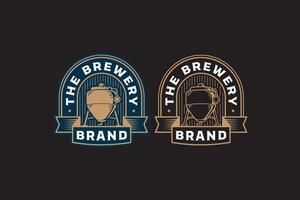 crafe beer distillery machine factory logo design for bar and brewing company label, sign, symbol or brand identity vector