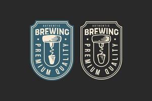 craft beer with basic corkscrew badge logo graphic for brewing company menus, labels, signs, posters or brand identity vector