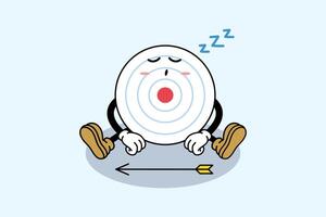 dartboard character with sleepy and tired pose for finance marketing business company vector