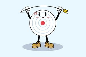 dartboard character with annoyed angry miss target for finance marketing business company vector