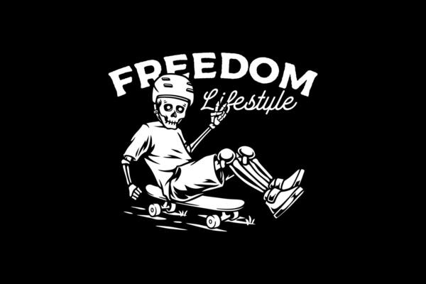 skateboard with skull stay cool illustrator artwork with street wear style