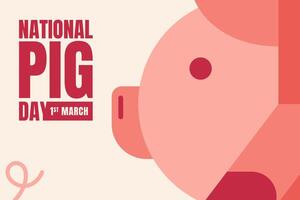 pig with pinky geometry shape banner background for national pig day 1st march vector