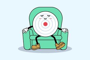 dartboard character with relax and target achieved for finance marketing business company vector