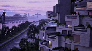 Stadt Aussicht mit Brücke im das Hintergrund video