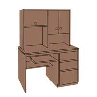 Image of computer desk with cabinet, isolated vector