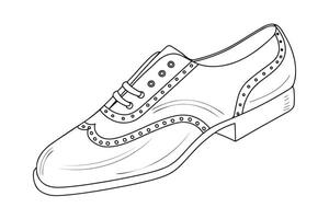 Sketch outline of classic low shoes for men, isolated vector