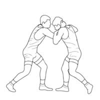 Sketch image of two fighters in a fight, isolated vector