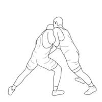 Sketch image of two fighters in a fight, isolated vector