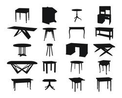 Big set of tables, isolated vector. Piece of furniture vector