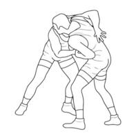 Sketch image of two fighters in a fight, isolated vector