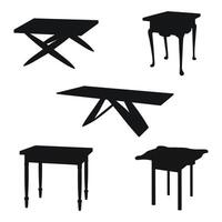 Black silhouette of a desk, dinner table, dressing table, desktop, kitchen table. Piece of furniture vector