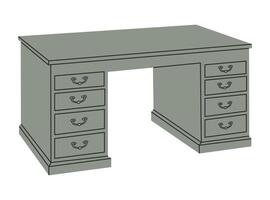 Image of a desk with side tables, isolated vector