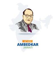 Illustration of Dr. B. R. Ambedkar for Ambedkar Jayanti vector