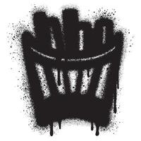 french fries logo in urban graffiti style with black spray paint. vector illustration.
