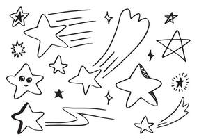 conjunto de estrellas dibujadas a mano. colección de garabatos estrella sobre fondo blanco. vector