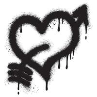 Graffiti Style Heart And Arrow isolated on White background. vector