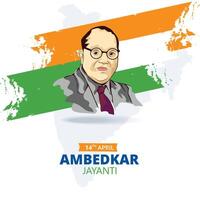 Illustration of Dr. B. R. Ambedkar for Ambedkar Jayanti vector