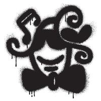 Graffiti Face with Sunglasses Emoji spray painted in black on white with musical notes and heart logo vector