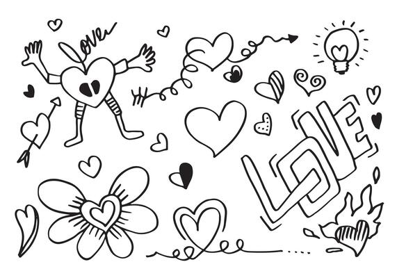 Set of love. Hand drawing. Doodle style. for your design.
