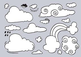 Hand drawn weather collection. Flat style vector illustration on gray background.