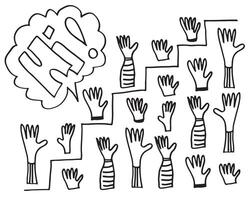 Applause hand draw on white background with hi text.vector illustration. vector