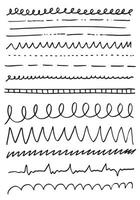 Set of hand drawn lines and dividers. Vector doodle design elements on white background.