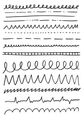 Set of hand drawn lines and dividers. Vector doodle design elements on white background.