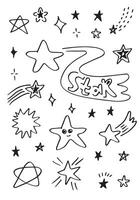 Hand drawn stars set. Star doodles collection on white background. vector