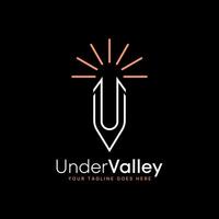 Logo design graphic concept creative premium vector stock abstract sign icon initial letter U or V font with rays Related to monogram typography shine