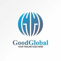 Logo design graphic concept creative premium abstract vector stock sign letter initial GG line font on globe wolrd Related to sphere plane earth orbit