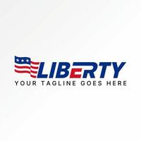 Logo design graphic concept creative premium vector stock sign abstract letter Liberty with unique american flag. Related to national statue new york