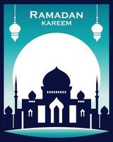 ramadan blue mosque islamic logo icon poster concept vector design