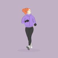 Sporty woman wearing sport outfit running illustration vector