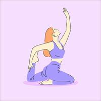 Aesthetic yoga poses vector with health and body illustration
