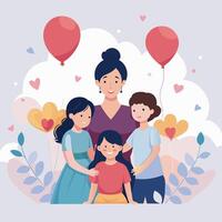 a beautiful poster illustration featuring of mothers day background with flat color style vector