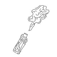 Minimalistic doodle style illustration of an electronic cigarette with smoke. The harm of smoking to health. Quit smoking and vaping. Vector